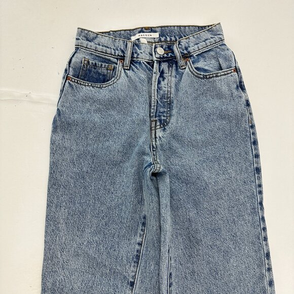 PacSun High Rise Straight Button Fly Raw Hem Womens size 23 Blue Denim Jeans - Picture 2 of 5